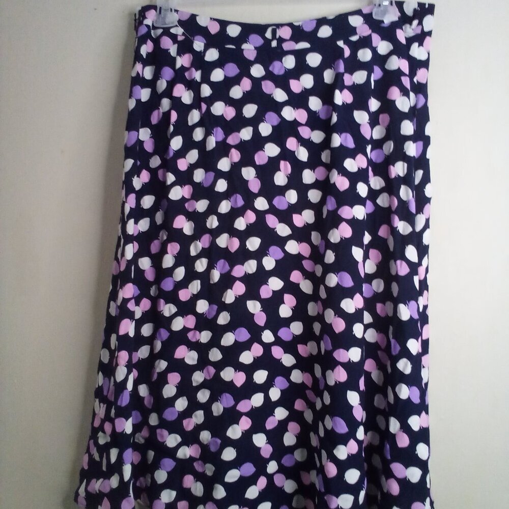 Talbots Skirt Women 16P 16 Petite Wrap Look Side Zip Pattern Blue Pink Purple - Picture 10 of 15